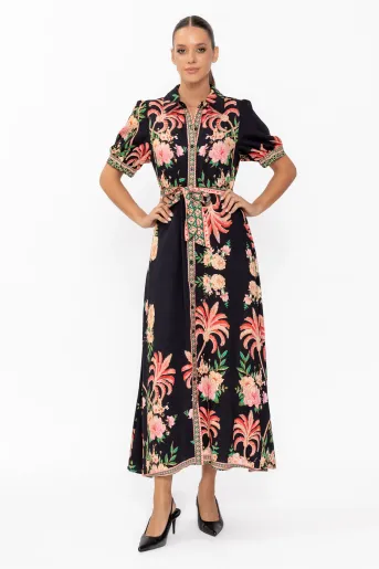 Rochie midi cu cordon  imprimeu floral RRS60821