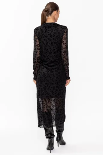 Rochie midi cu drapaje neagră RKC60903