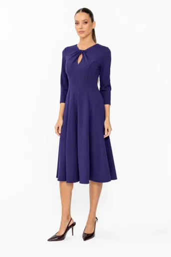 Rochie midi cu nod și clini decorativi mov R8653