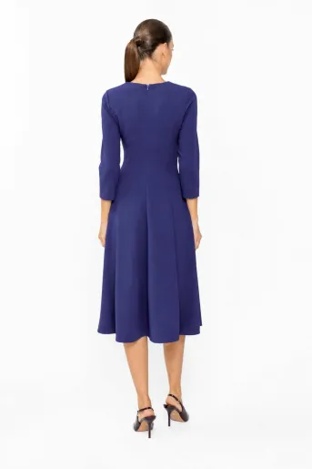 Rochie midi cu nod și clini decorativi mov R8653