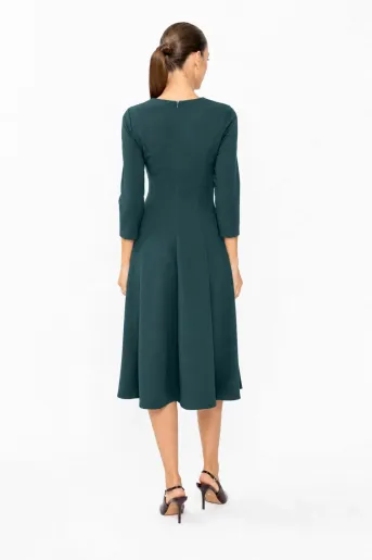 Rochie midi cu nod și clini decorativi verde R8653