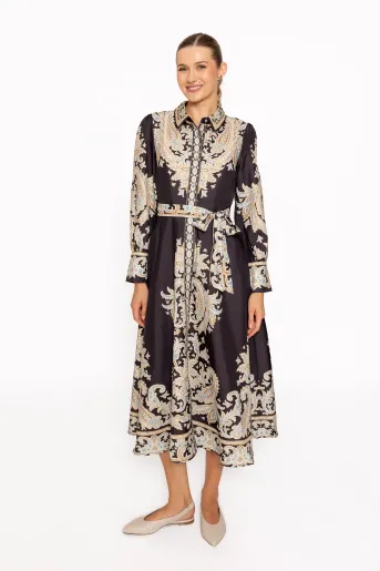 Rochie midi elegantă cu cordon neagră RRS60807