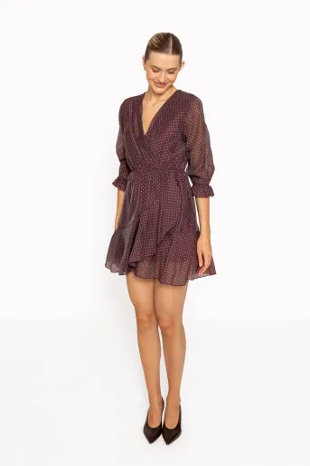 Rochie mini imprimeu buline mov RKC60803