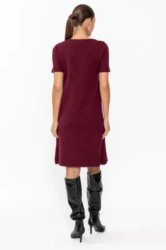 Rochie tricotată cu nasturi burgundy RDM60903