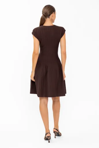 Rochie tricotată în clini maro RBD60802