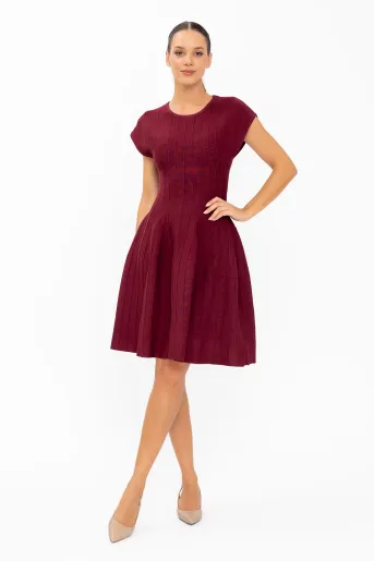 Rochie tricotată în clini vișinie RBD60802