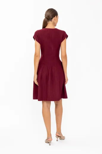 Rochie tricotată în clini vișinie RBD60802