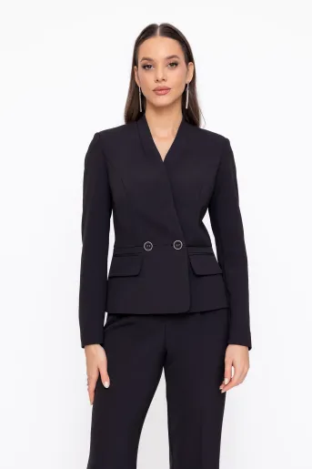 Sacou Caramel cu basc stofă Mega negru S1601