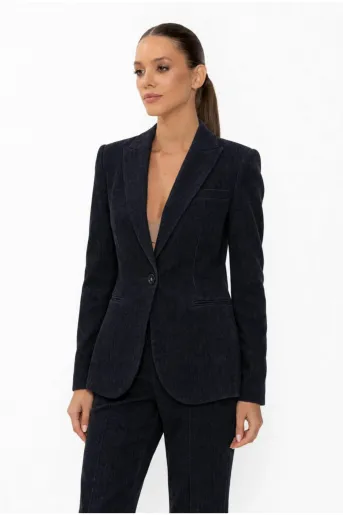 Sacou Caramel din catifea bleumarin S1612