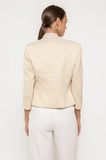 Sacou Caramel elegant cu fir lucios crem S1607