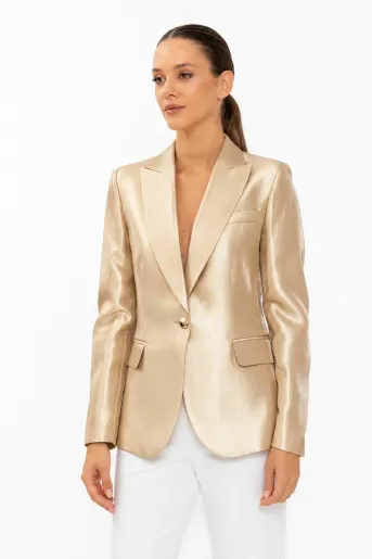 Sacou Caramel elegant vâscoză satinată auriu S1610