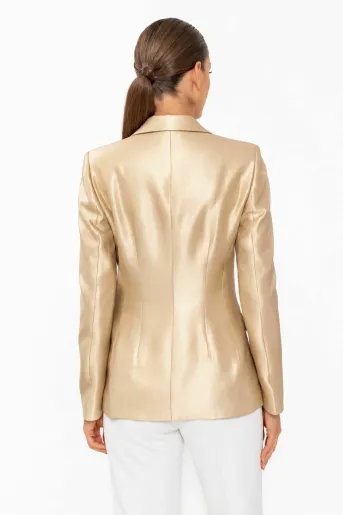 Sacou Caramel elegant vâscoză satinată auriu S1610