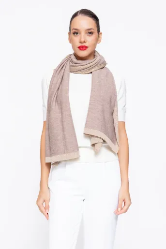 Șal cu bordură lurex taupe EGK1105