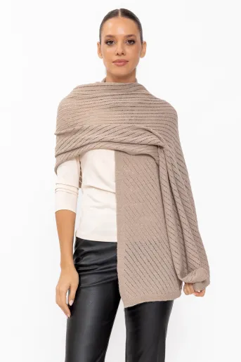 Șal tricotat cu fir lame discret taupe EGK60801