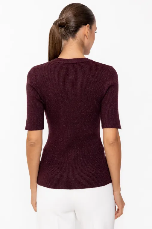 Bluză cambrată cu nasturi burgundy BLX60803 thumbnail picture - 
