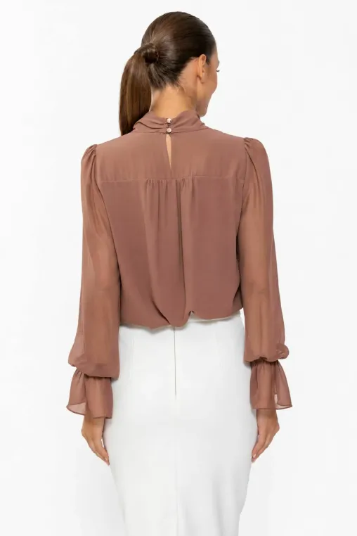 Bluză Caramel cu jabou teracotă  B4639 thumbnail picture - 