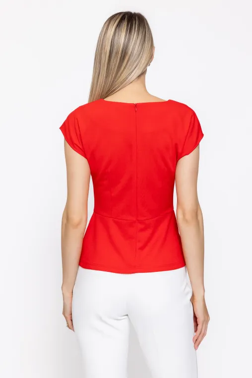 Bluză  Caramel elegantă cu acesoriu roșie B4627 thumbnail picture - 