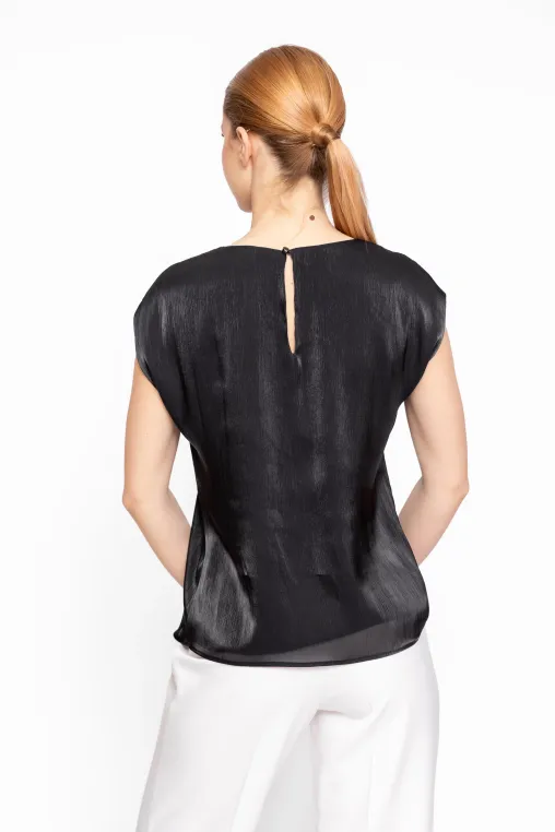 Bluză Caramel elegantă cu floare neagră B4622 thumbnail picture - 