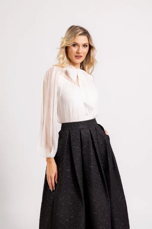 Bluză Caramel elegantă mătase naturală ivory B4530 thumbnail picture - 