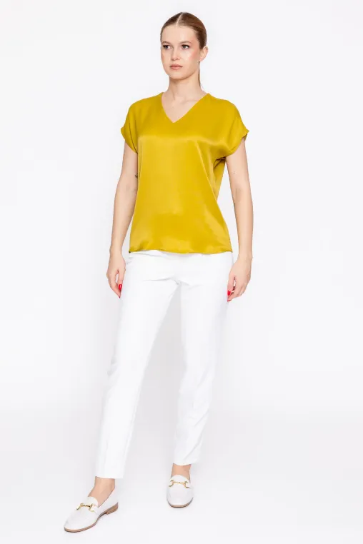 Bluza Caramel vâscoză satinată lime B4624 thumbnail picture - 