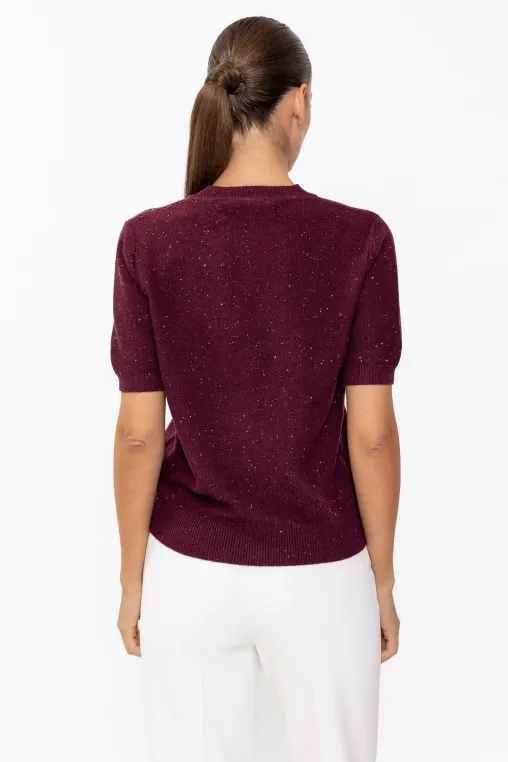Bluză casual cu paiete discrete burgundy BLX60802 thumbnail picture - 