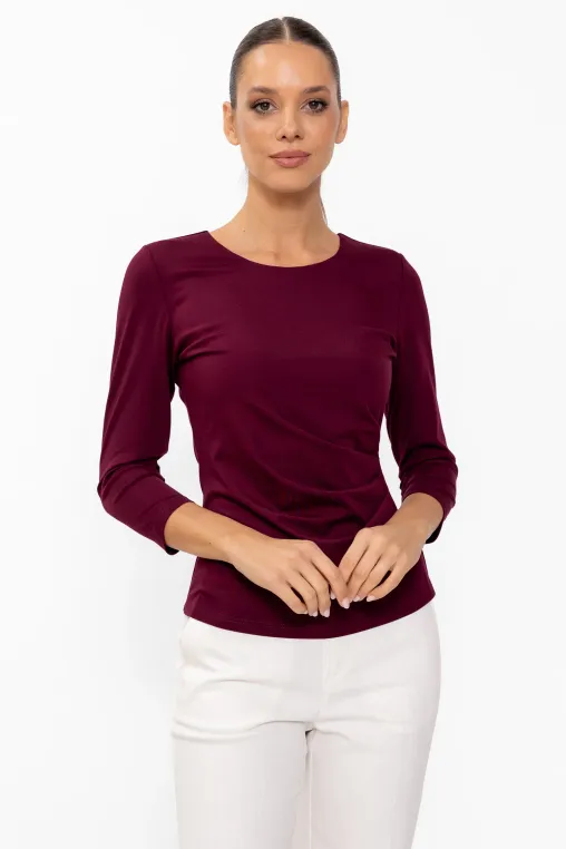 Bluză cu drapaje laterale burgundy B4642 thumbnail picture - 