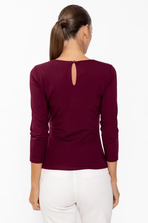 Bluză cu drapaje laterale burgundy B4642 thumbnail picture - 