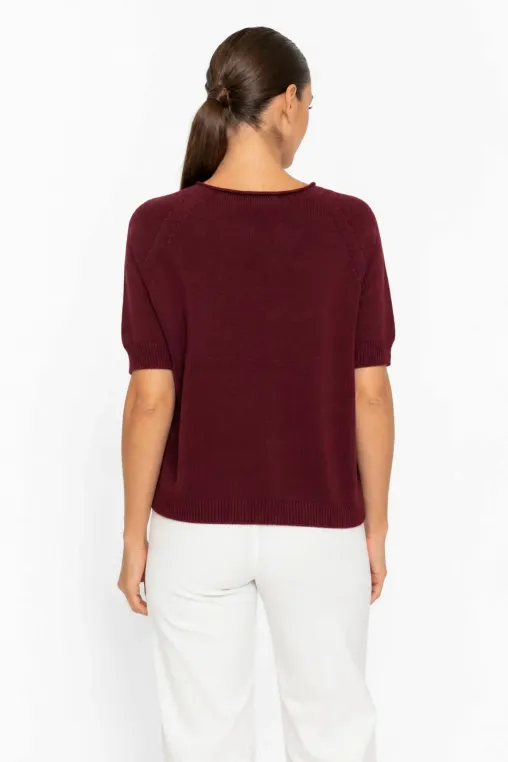 Bluză lejeră din bumbac burgundy BLT60807 thumbnail picture - 