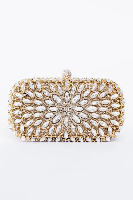 Clutch decorat cu pietre auriu PAS0908 thumbnail picture - 