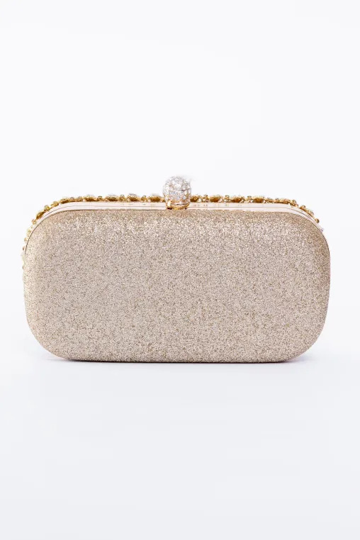 Clutch decorat cu pietre auriu PAS0908 thumbnail picture - 