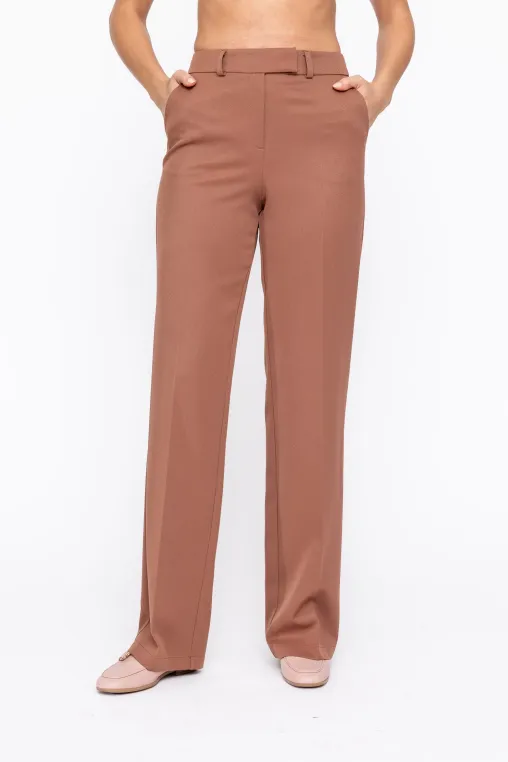 Pantaloni Caramel drepți stofă reiată mocha P2604 thumbnail picture - 
