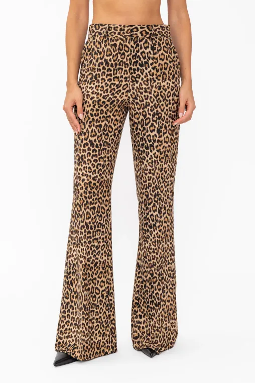 Pantaloni Caramel  evazați animal print P2623 thumbnail picture - 