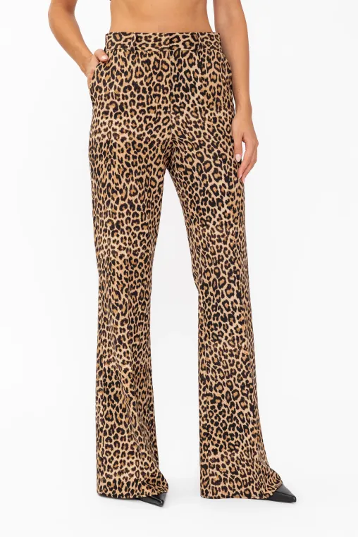Pantaloni Caramel  evazați animal print P2623 thumbnail picture - 