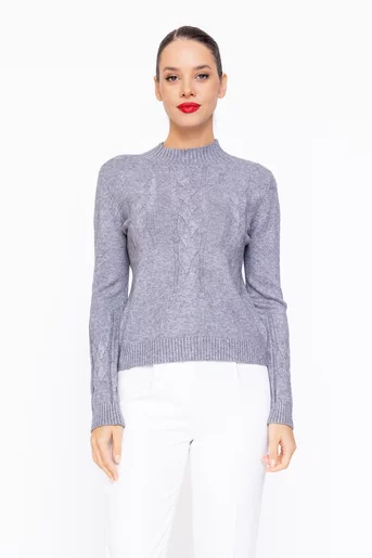 Pulover tricotat gri BDP1109