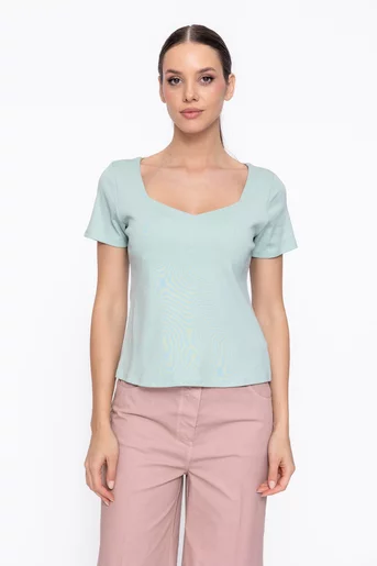 ricou bumbac cu decolteu pătrat vernil BAM60306