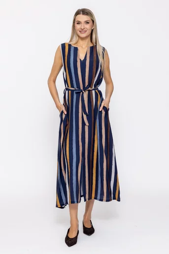 Rochie A line în dungi bleumarin RKC60504