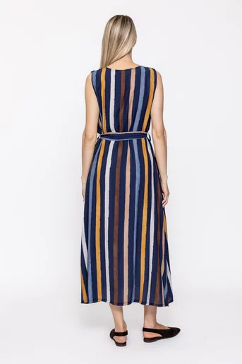 Rochie A line în dungi bleumarin RKC60504