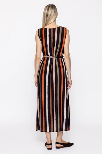 Rochie A line în dungi kaki RKC60504