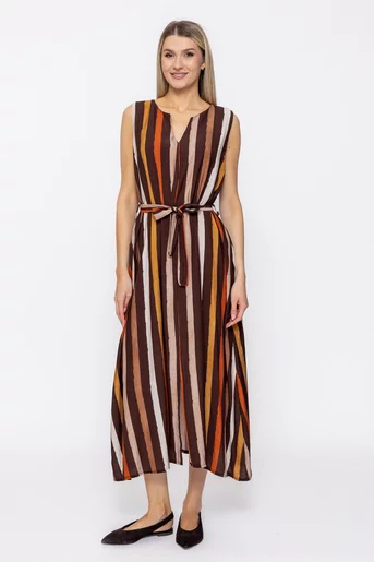 Rochie A line în dungi maro RKC60504