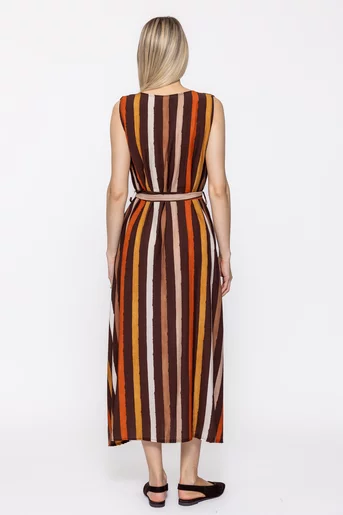 Rochie A line în dungi maro RKC60504