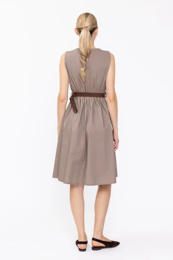 Rochie bumbac cu pliuri bej RLA60502