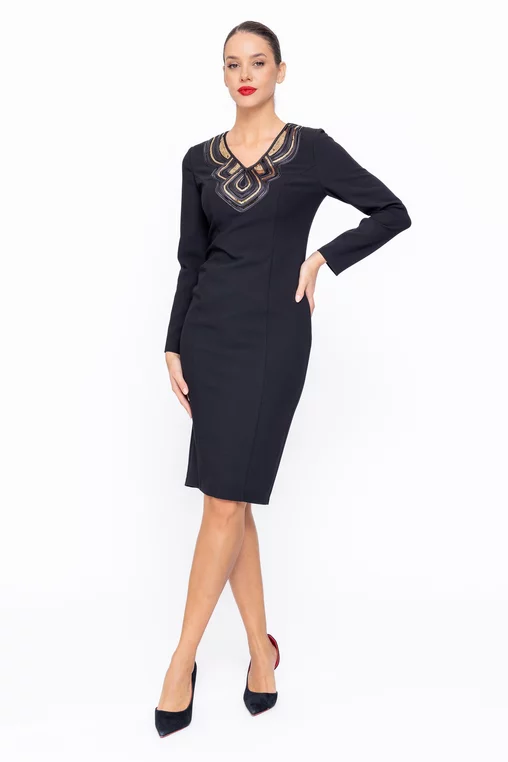 Rochie Caramel conică cu aplicație R8580 thumbnail picture - 