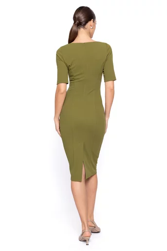 Rochie Caramel conică cu decolteu pătrat olive R8607