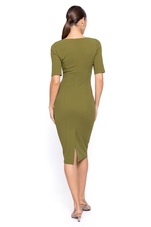 Rochie Caramel conică cu decolteu pătrat olive R8607 thumbnail picture - 