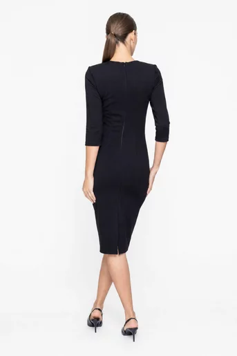 Rochie Caramel conică cu mâneci trei sfert neagră R8642