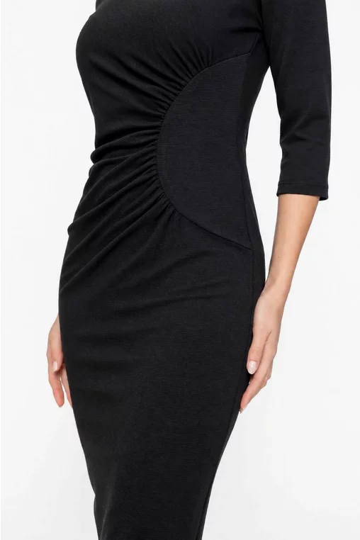 Rochie Caramel conică cu mâneci trei sfert neagră R8642 thumbnail picture - 