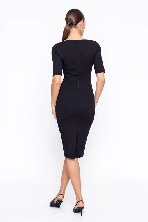 Rochie Caramel conică cudecolteu pătrat neagră R8607 thumbnail picture - 
