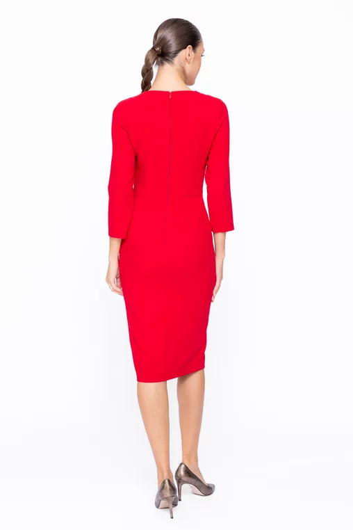 Rochie Caramel conică din stofă cu șliț pe picior roșie R8573 thumbnail picture - 