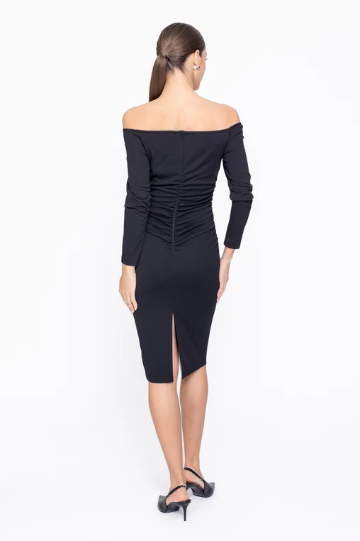 Rochie Caramel cu accesoriu neagră R8616 thumbnail picture - 