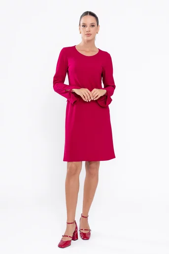 Rochie Caramel cu șnur la mânecă fucsia R8565